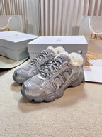 CD Chrono Sneaker In Silver Mesh Fabric With Fleece Lining 992619