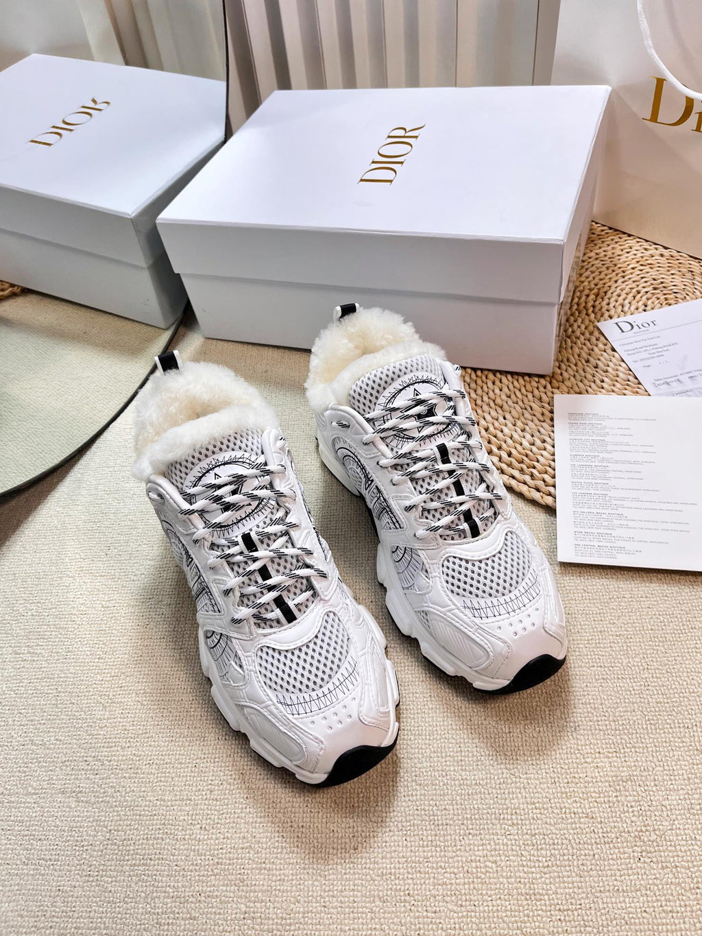 CD Chrono Sneaker In White Mesh Fabric With Fleece Lining 992618