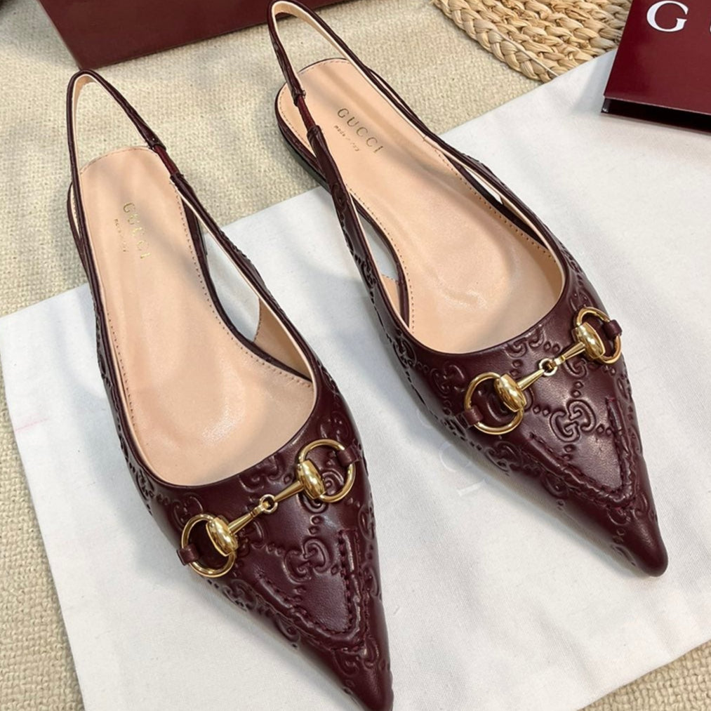 GC Horsebit Slingback Pump 10mm Rosso Ancora red Embossed Sheepskin 294571