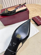 GC Horsebit Slingback Pump 10mm Black Embossed Sheepskin 294573