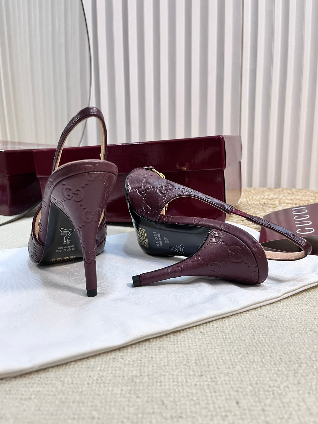 GC Horsebit Slingback Pump 100mm Rosso Ancora red Embossed Sheepskin 294579
