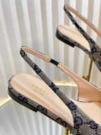 GC Crystal Horsebit Slingback 10mm Beige mix Blue Canvas lambskin 294613