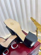 GC 25 Interlocking G Heeled Sandal Black Patent Leather 294642