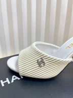 CC 26P Mule Sandals 8cm White Leather 767857