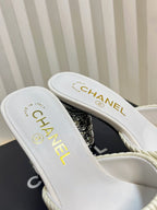 CC 26P Mule Sandals 8cm White Leather 767857