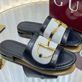 GC 25 Horsebit GG Sandals Black Canvas Sheepskin 294664