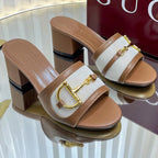 GC 25 Horsebit GG 50mm Sandals Brown Canvas Sheepskin 294666