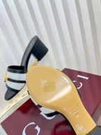 GC 25 Horsebit GG 50mm Sandals black Canvas Sheepskin 294668