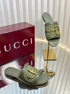 GC 25 Horsebit GG Sandals Dark Green Canvas 294675