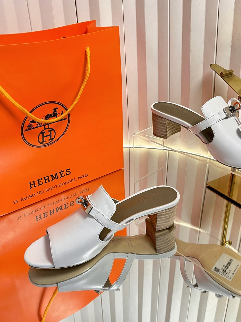 HM Candy Sandal 5cm White Calfskin 616224