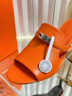 HM Cute Sandal 7cm Orange Calfskin 616210
