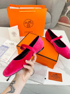 Jane Ballet Flat Dark Pink Suede 214063