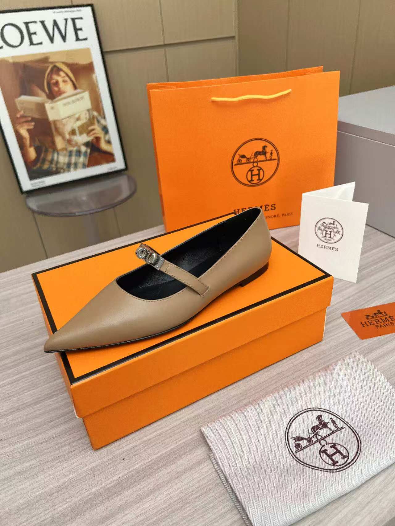 Kiara Slingback Flat Brown Calfskin 214055