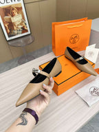 Kiara Slingback Flat Brown Calfskin 214055