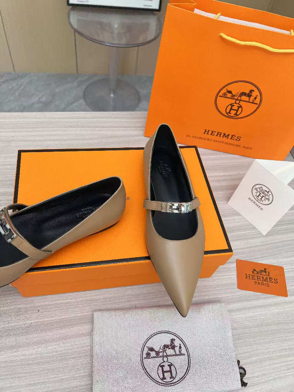 Kiara Slingback Flat Brown Calfskin 214055