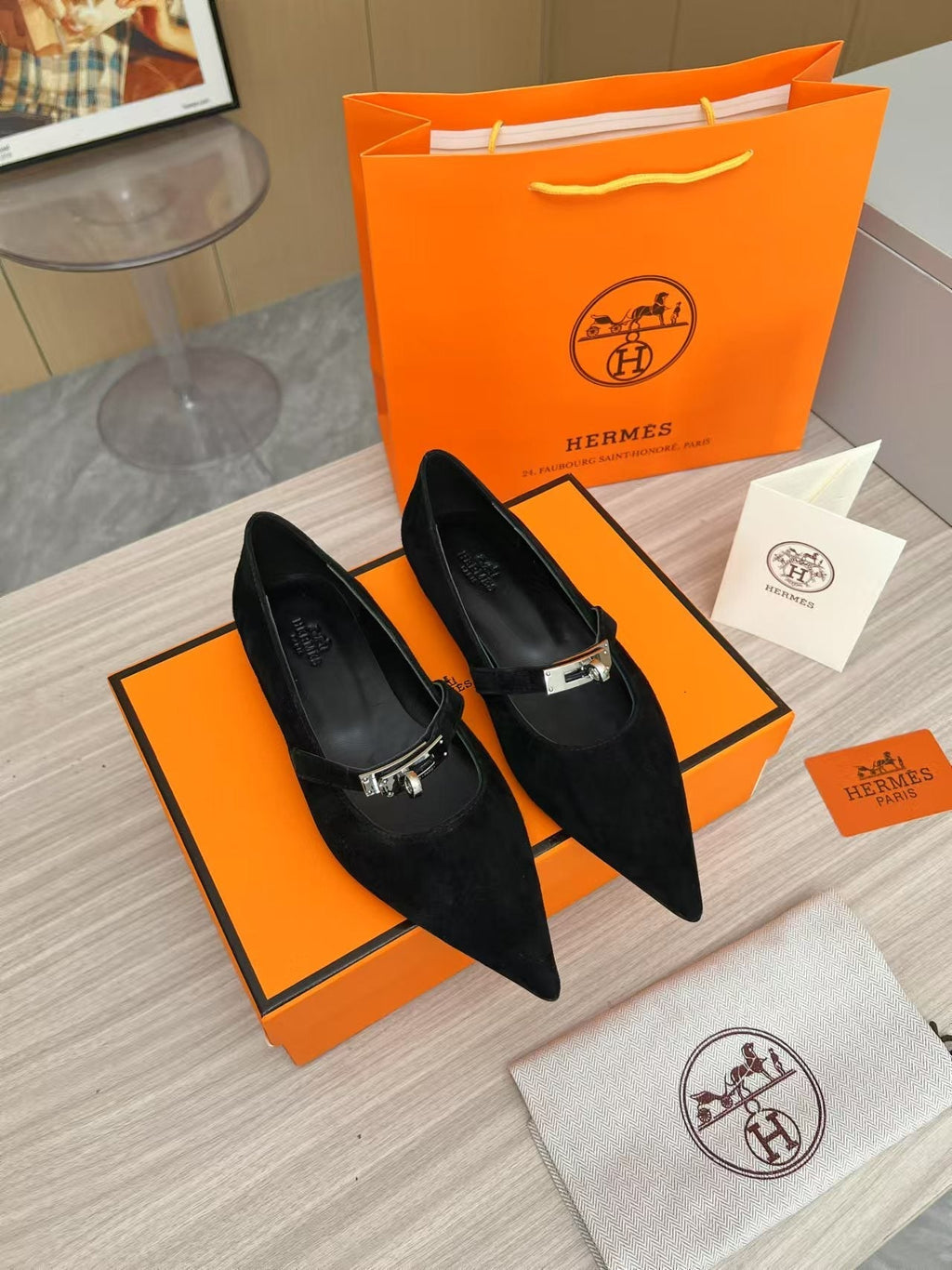 Kiara Slingback Flat Black Suede 214060