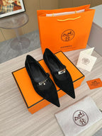 Kiara Slingback Flat Black Suede 214060