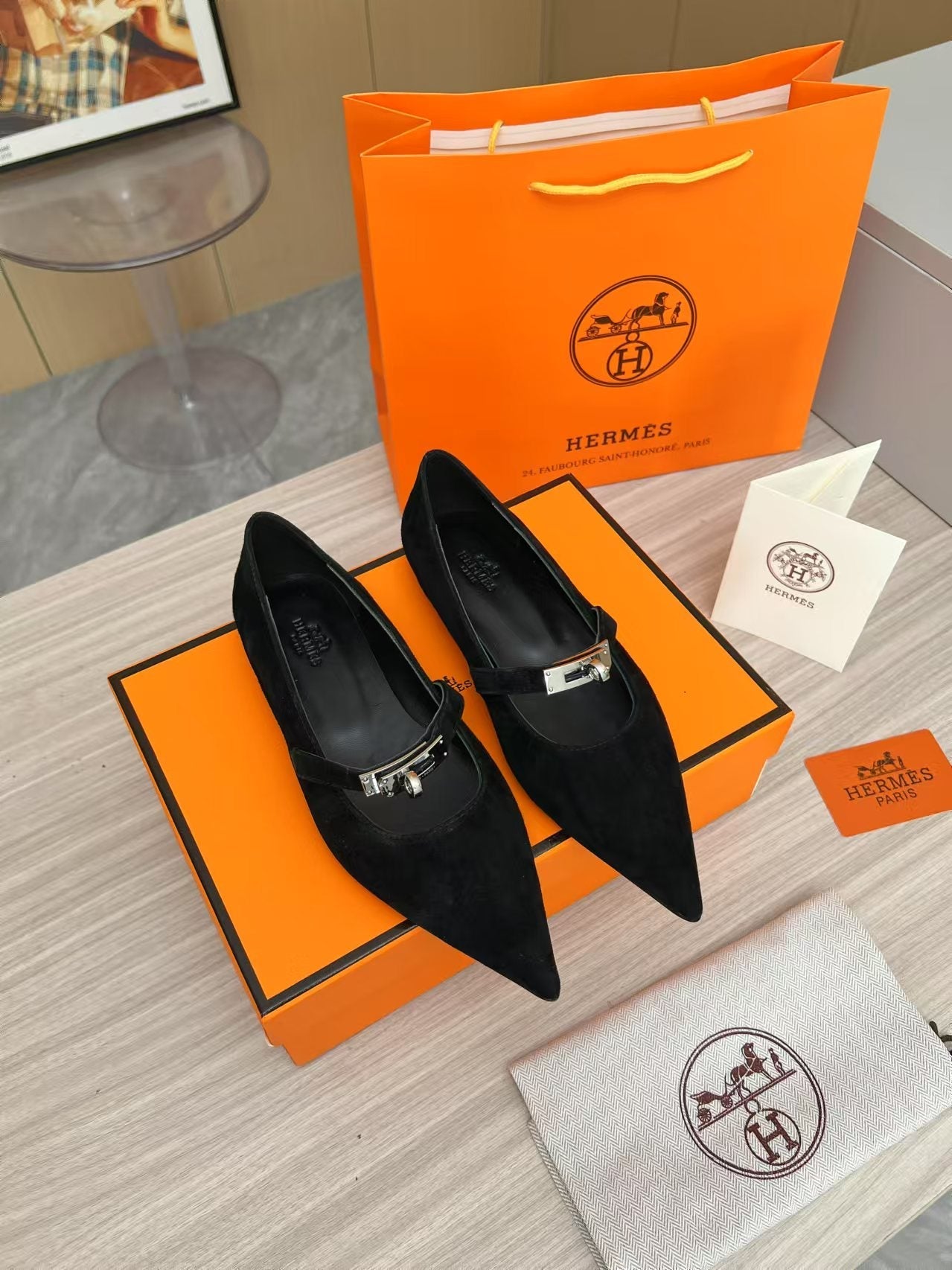 Kiara Slingback Flat Black Suede 214060