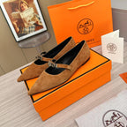 Kiara Slingback Flat Brown Suede 214061