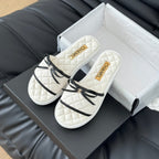 mule sandal bow white quilted calfskin