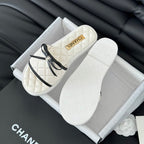 mule sandal bow white quilted calfskin