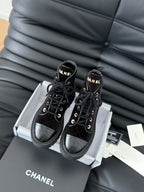 cc ankle boots dark red velvet quilted lambskin