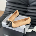 cc classic ballet flat beige quilted calfskin
