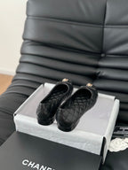 cc classic ballet flat black quilted calfskin
