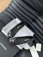 cc classic ballet flat black quilted calfskin