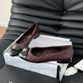 cc classic ballet flat burgundy quilted calfskin
