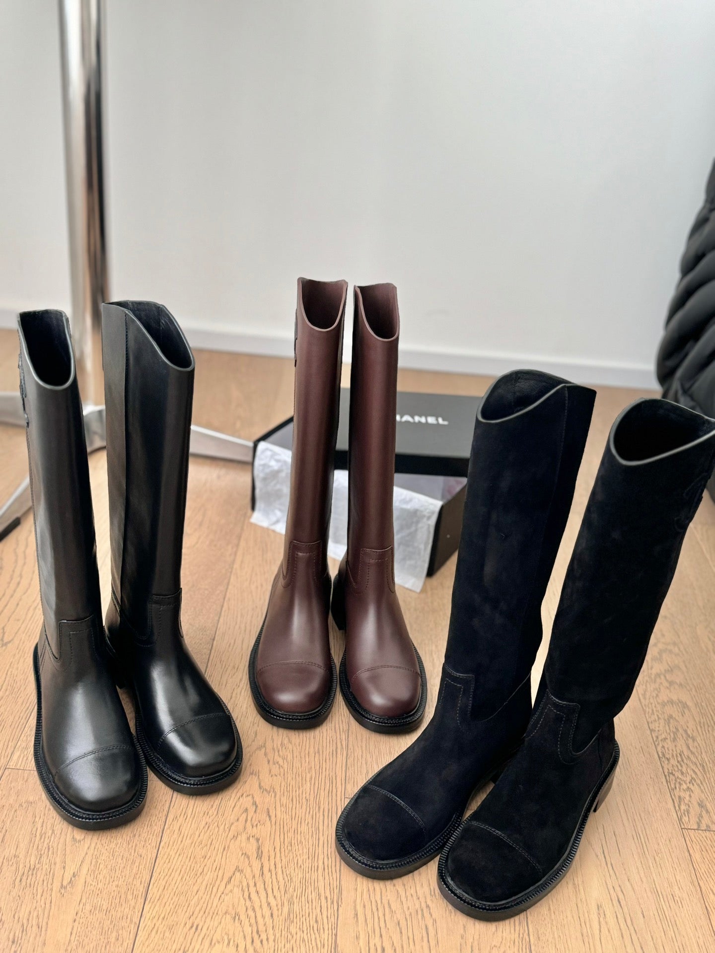 CC Knight Martin boots Black Calfskin and Lining Lambskin