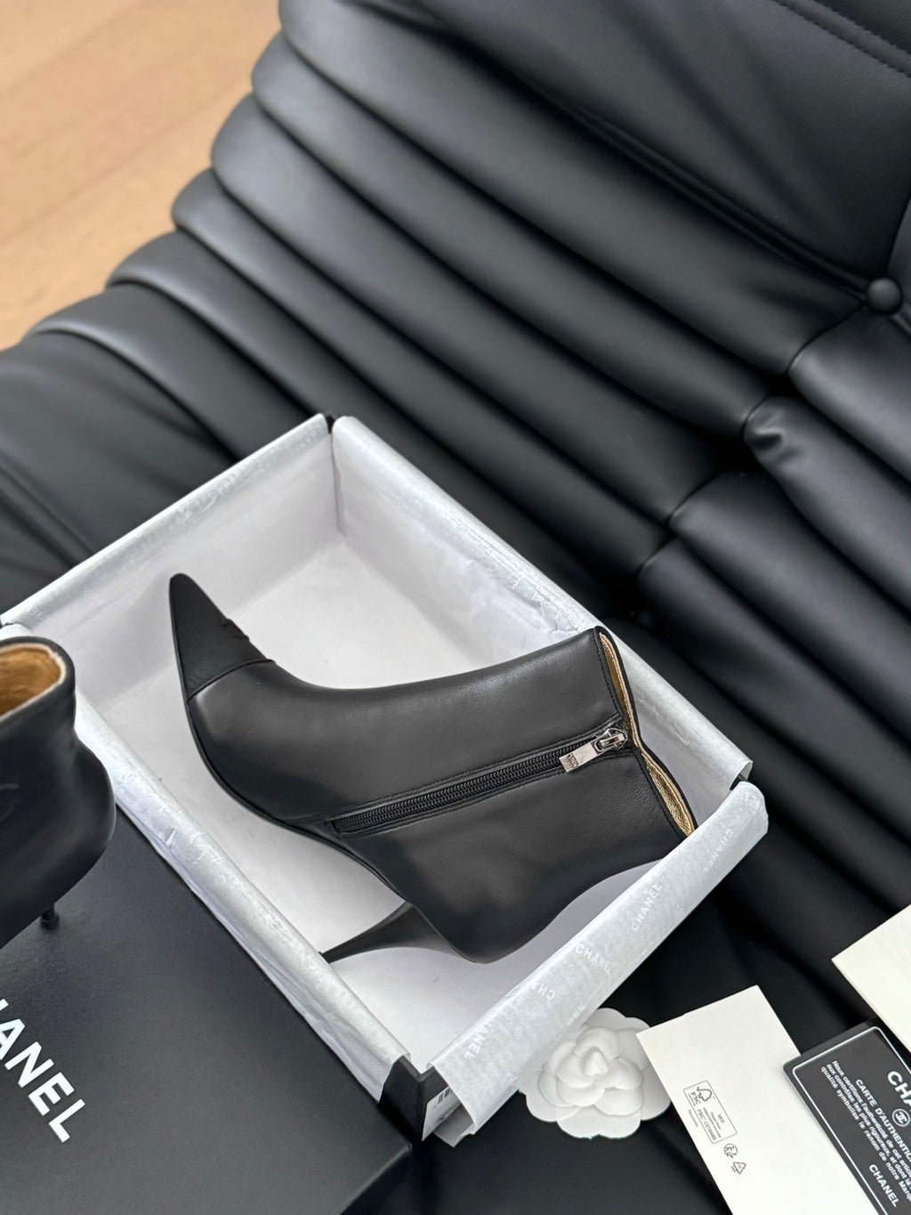 cc short boots 80 heel black calfskin