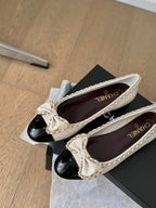 CC Ballet Flats 25mm White Chain Lambskin