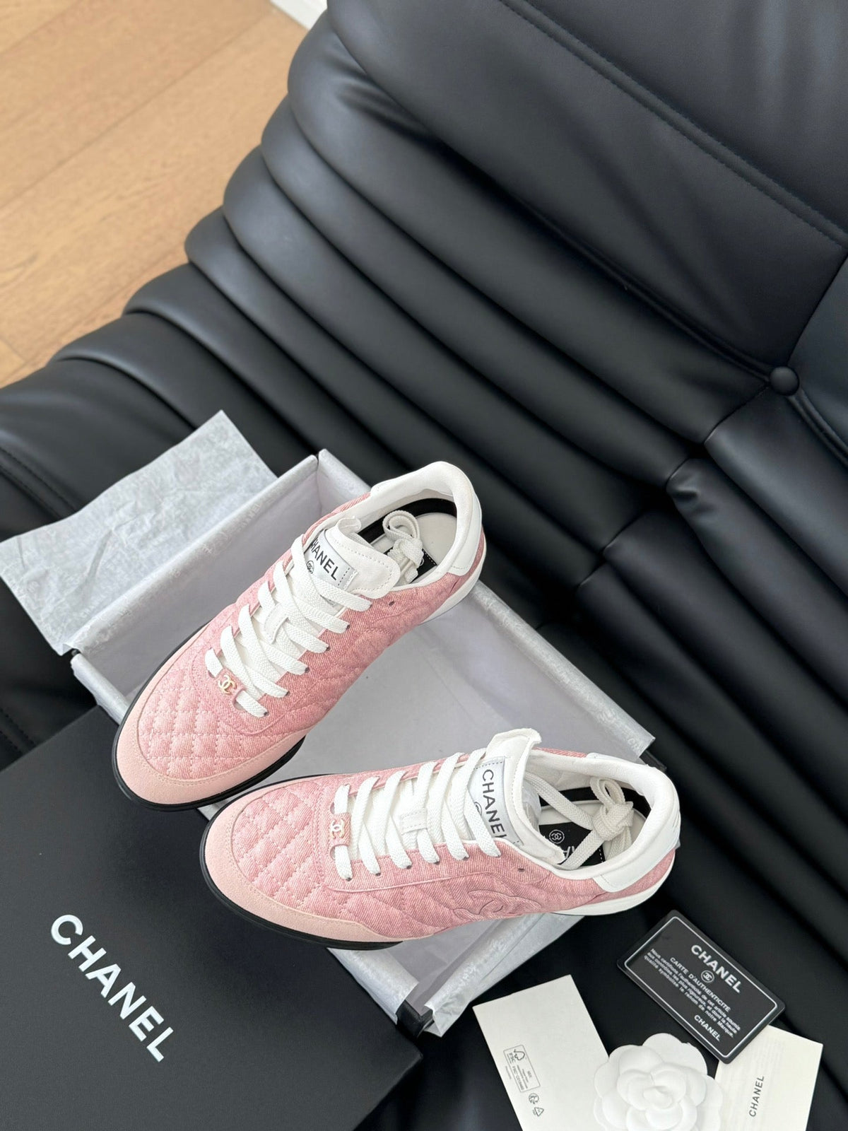 CC SNEAKER IN LIGHT PINK MIX WHITE EMBROIDERED LAMBSKIN
