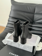 CC Ankle Boot Black Calfskin Grosgrain