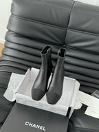 CC Ankle Boot Black Calfskin Grosgrain