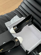 CC High Heels Glossy Black White Lambskin