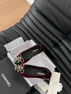 CC Ballet Flats In Burgundy Velvet Fabric 143526