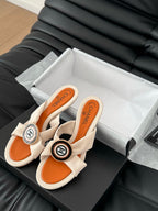 VIVID ORANGE FABRIC CC SLIDE SANDALS