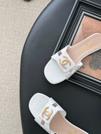 CC 25 Slippers White Cowhide 305284