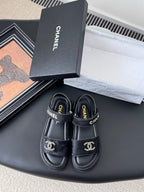 Chanel Sandal Black Horsehair Calfskin 399232
