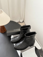 CC 2025   Cambon Mid-Calf Short Boots Black Cowhide 550635