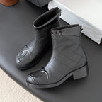 CC 2025   Cambon Mid-Calf Short Boots Black Cowhide 550635