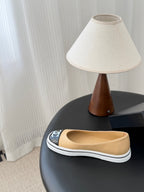 CC 26P Ballet Flat Black Beige Patent Leather Lambskin 670802