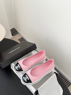 CC 26P Ballet Flat Black Pink Patent Leather Lambskin 670803