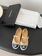 CC 26P Mary Jane Black Beige Patent Leather Lambskin 670805