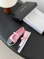 CC 26P Mary Jane Black Pink Patent Leather Lambskin 670808
