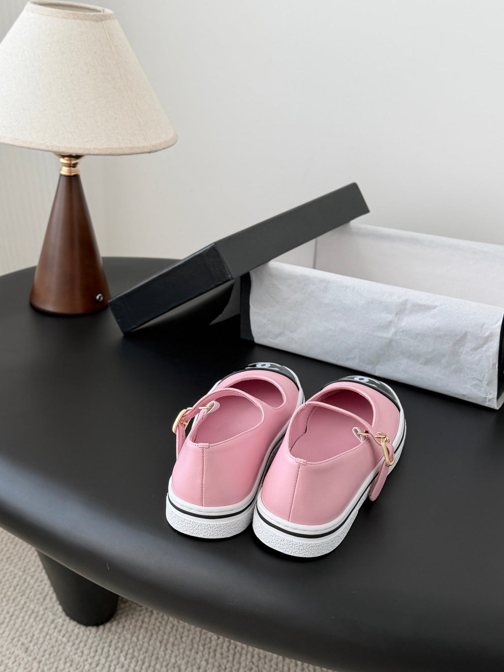 CC 26P Mary Jane Black Pink Patent Leather Lambskin 670808