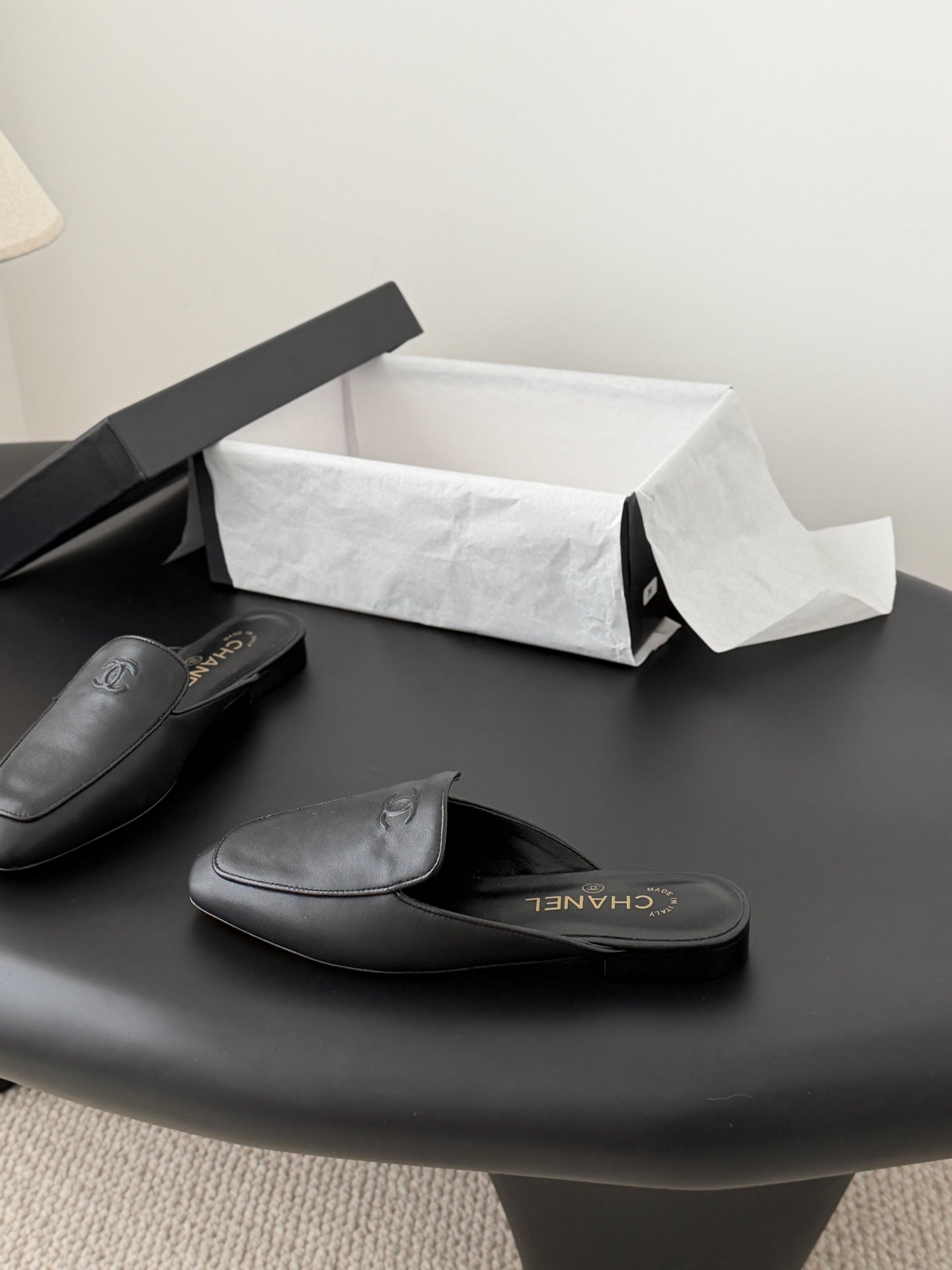 CC 26SS Loafers Mule Black Lambskin 670818