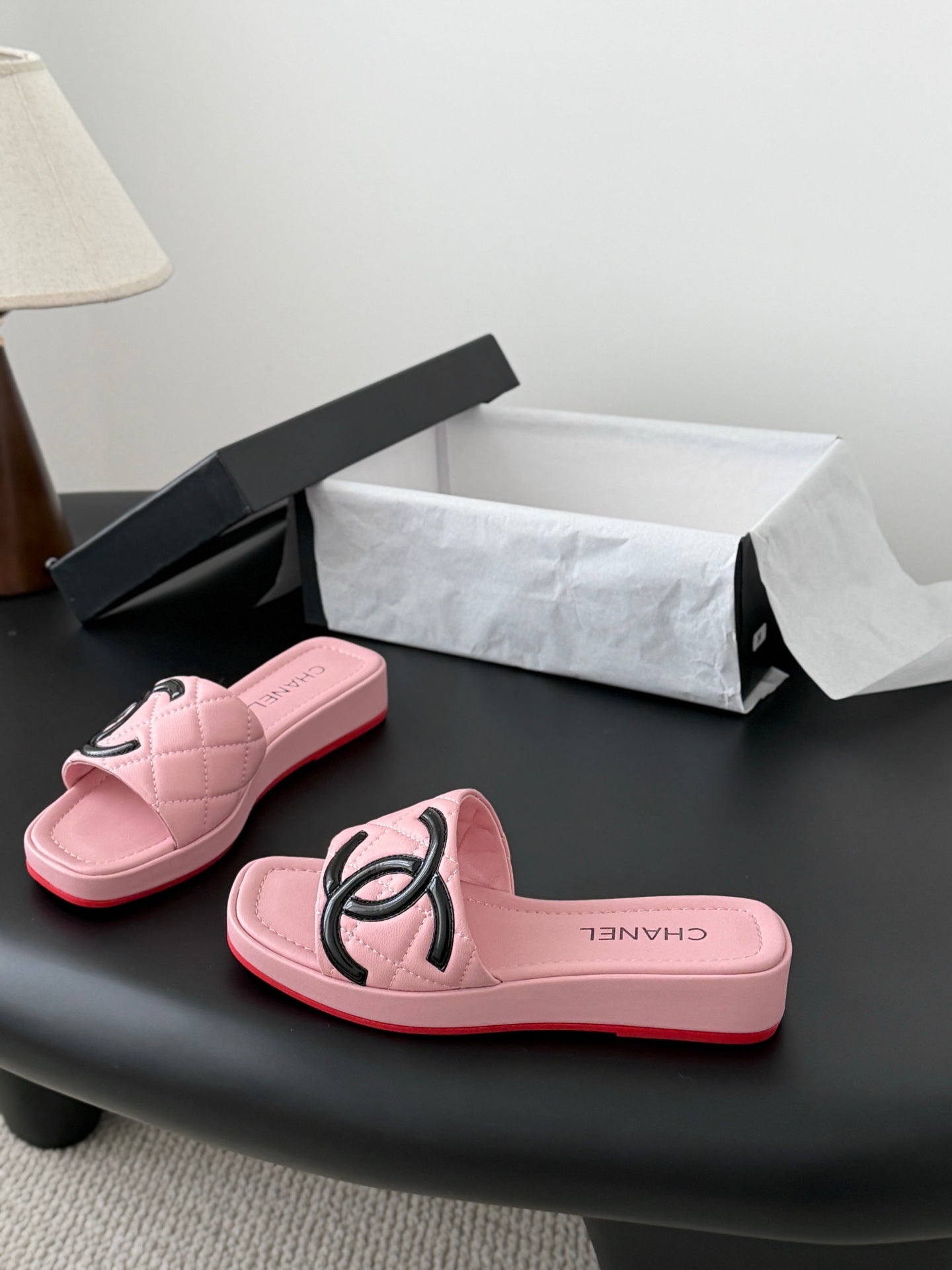 CC 26K Cambon Slippers Pink Lambskin 670824
